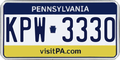 PA license plate KPW3330