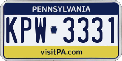 PA license plate KPW3331