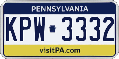PA license plate KPW3332