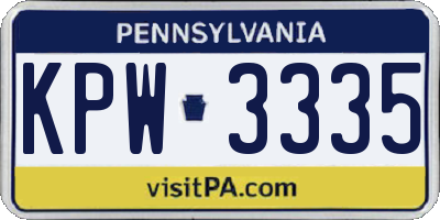 PA license plate KPW3335