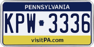 PA license plate KPW3336