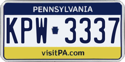 PA license plate KPW3337