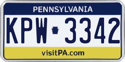 PA license plate KPW3342