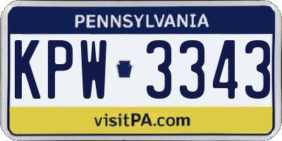 PA license plate KPW3343