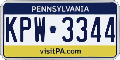 PA license plate KPW3344