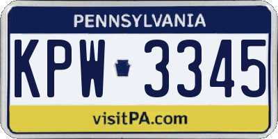 PA license plate KPW3345