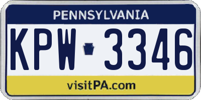 PA license plate KPW3346