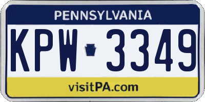 PA license plate KPW3349