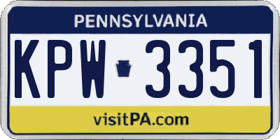 PA license plate KPW3351