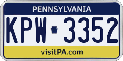 PA license plate KPW3352
