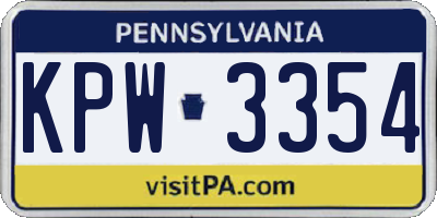 PA license plate KPW3354