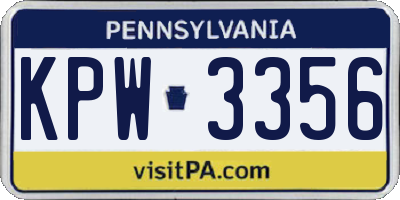 PA license plate KPW3356