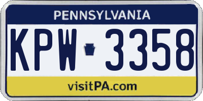 PA license plate KPW3358