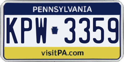 PA license plate KPW3359