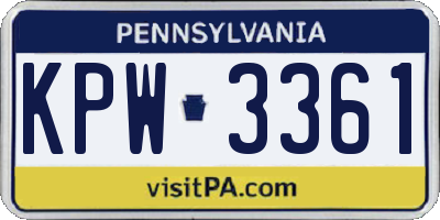 PA license plate KPW3361