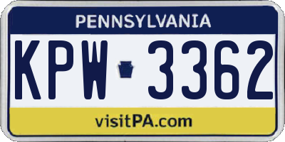 PA license plate KPW3362