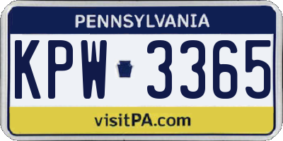 PA license plate KPW3365