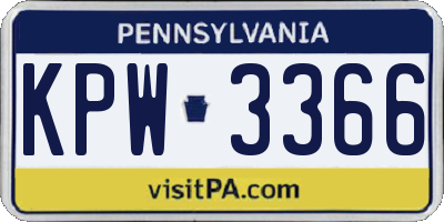 PA license plate KPW3366