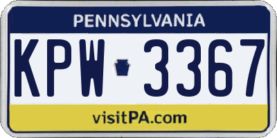 PA license plate KPW3367