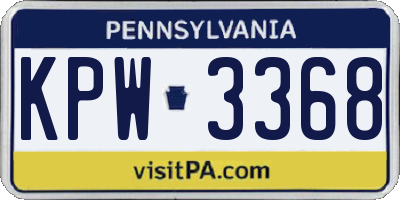 PA license plate KPW3368
