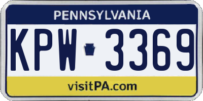 PA license plate KPW3369
