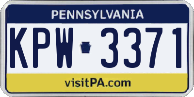 PA license plate KPW3371