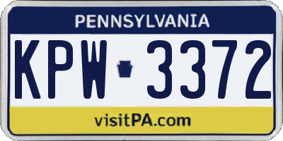 PA license plate KPW3372