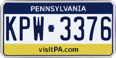PA license plate KPW3376