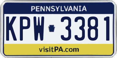PA license plate KPW3381