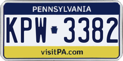 PA license plate KPW3382