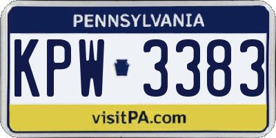 PA license plate KPW3383