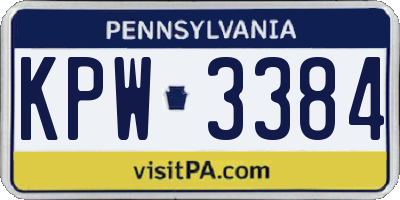 PA license plate KPW3384