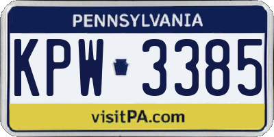 PA license plate KPW3385