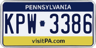 PA license plate KPW3386