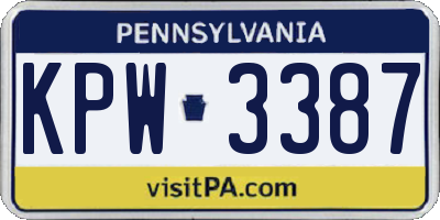 PA license plate KPW3387