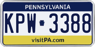 PA license plate KPW3388
