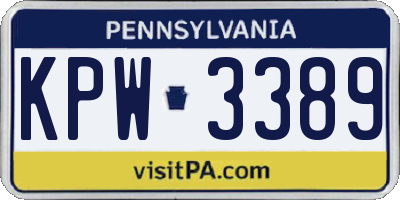 PA license plate KPW3389