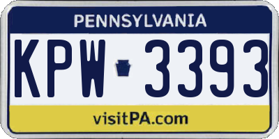PA license plate KPW3393