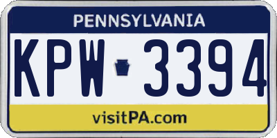 PA license plate KPW3394