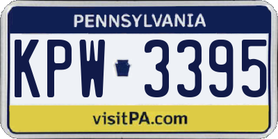 PA license plate KPW3395