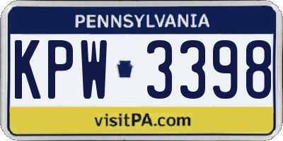 PA license plate KPW3398
