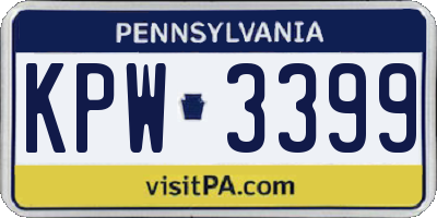 PA license plate KPW3399
