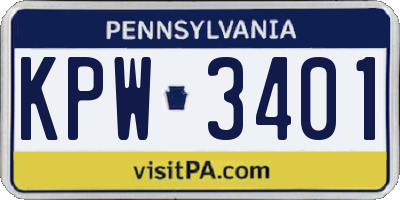 PA license plate KPW3401