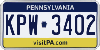 PA license plate KPW3402