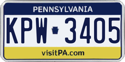 PA license plate KPW3405