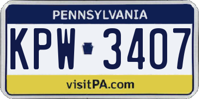 PA license plate KPW3407