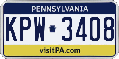 PA license plate KPW3408