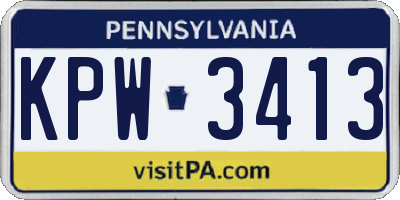 PA license plate KPW3413