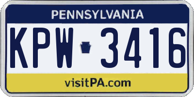 PA license plate KPW3416
