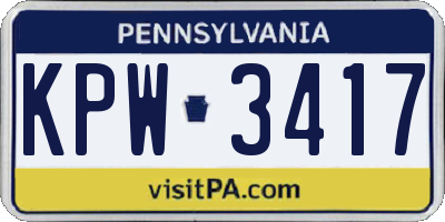 PA license plate KPW3417